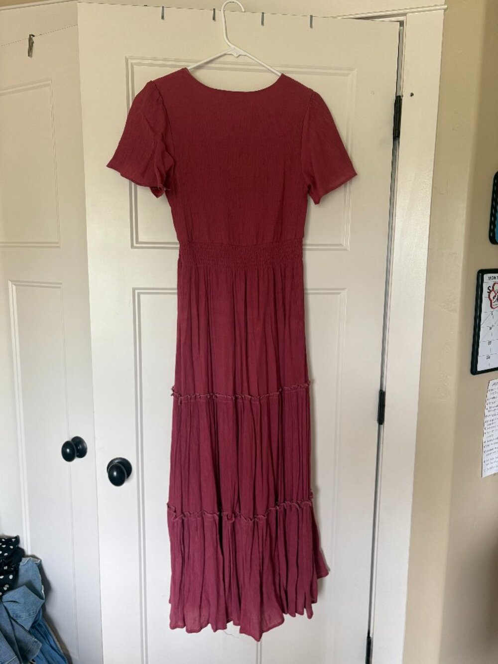 Piper & Scoot Dusty Rose Maxi Dress Medium | Flutter Sleeve Tiered Smocked Dress - Picture 2 of 3